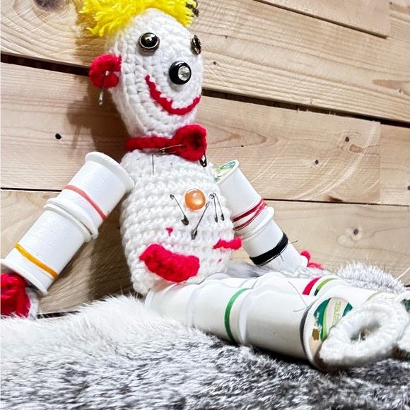 Vintage handmade crochet clown doll